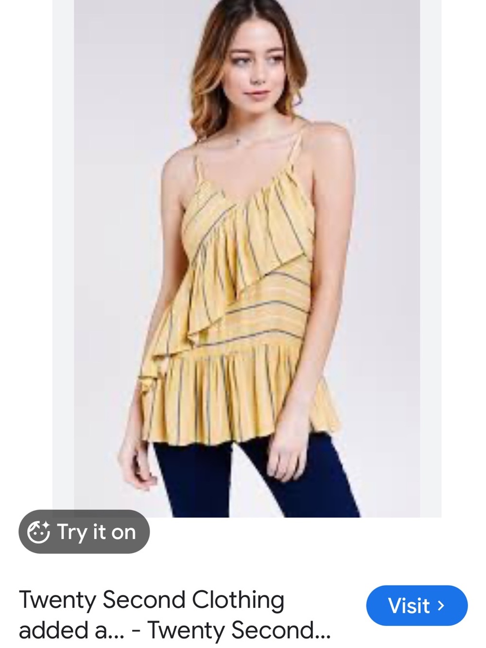twenty second Yellow Striped Ruffle Camisole